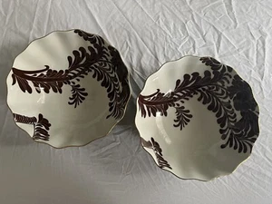 Kate Spade Lenox 2 Serving Bowls brown with gold trim With Brown Leafs - Picture 1 of 8