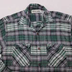 Bugle Boy Tartan Flannel Casual Button Up Shirt Mens Size XL Gray Green - Picture 1 of 11