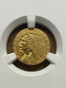 1911-D $2.50 Quarter Eagle INDIAN GOLD U.S. Coin NGC Weak D AU DETAILS 1911D  - Picture 1 of 8