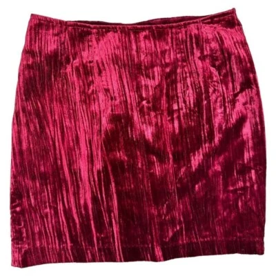 Minifalda vintage de terciopelo aplastado Guess para mujer borgoña talla 29 Foto 1 de 4