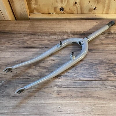 Vintage 90s 1-inch 1” Threaded Rigid MTB Fork 26 200 Steerer 390 AtoC Gray - Image 1 of 4