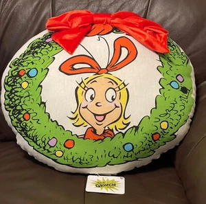 The Grinch Cindy Lou Who Holiday Throw Pillow Christmas Holiday Decor NEW - Picture 1 of 3