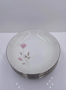 Vintage M Japan Georgiana 3541 Fruit/Dessert Bowl (Sauce) Pink Roses Silver Trim - Picture 1 of 11
