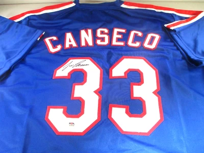 Jose Canseco / Autographed Texas Rangers Blue Custom Baseball Jersey / PSA/DNA - Image 1 of 4