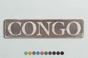 CONGO Vintage Style Wooden Sign. Shabby Chic Retro Home Gift - Picture 1 of 2