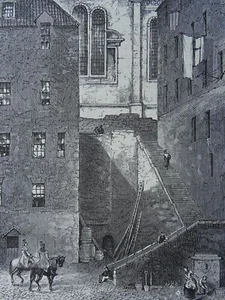 Edinburgh THE PARLIAMENT STAIRS Original Victorian Print c1881 - Picture 1 of 2