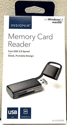 Insignia Fast USB 3.0 Speed Memory Card Reader-NS-DCR30S2K for SD or microSD NIP - Image 1 of 4