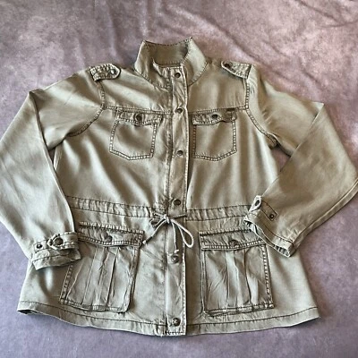 Max джинсы женщин размер большой 100% Tencel военного сафари стиль куртка оливковые пятна - Изображение 1 из 4