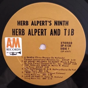 Herb Alpert And The Tijuana Brass – Herb Alpert's Ninth LP SP-4134 Vinyl 1967 VG - Picture 1 of 7