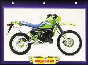 CARTE FICHE TECHNIQUE MOTO  / KAWASAKI KMX 200 . 1989 .  NEUVE .  - Picture 1 of 1