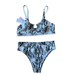 NWT Snakeskin Print High Waisted Bikini By Ejsoyo, Large - Picture 1 of 9