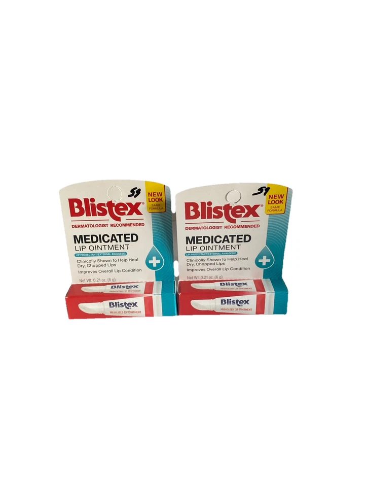 Ungüento labial medicado Blistex humedad penetrante paquete de 2 quilates 0,21 oz cada uno Foto 1 de 1