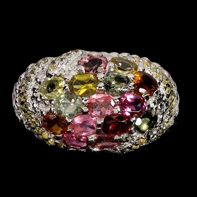 Anello in argento sterling 925 ovale tormalina rodolite zaffiro gemma gioielli 8 - Immagine 1 di 4