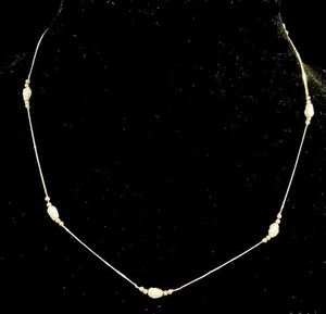 Collar Estación Perla y Bola Oro Amarillo Macizo 14k 18", 2,3 gr. - Imagen 1 de 6