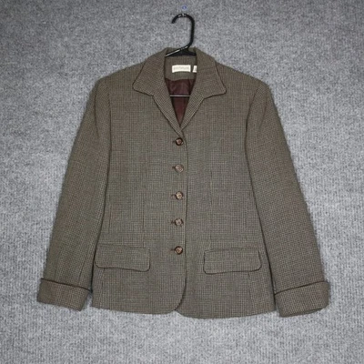 ANN TAYLOR PETITES Pata de Gallo Blazer Chaqueta Falda Conjunto Traje Mujeres 6P Marrón Lana Foto 1 de 4