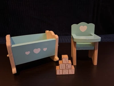 KidKraft Madera Casa de Muñecas Juego Muebles Bebé Cuna Trona Bloques Barbie Foto 1 de 4