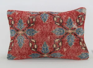 Turkish Kilim Rug Throw Pillow Cover Cushion Cover 16''x24'' Nomad Vintage Kelim - Picture 1 of 8