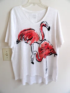 Chico’s The Ultimate Tee Women Short Sleeve Flamingos Multicolor Size 3 (XL) - Picture 1 of 3