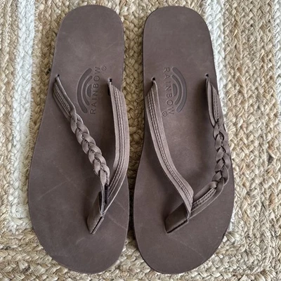 Rainbow Flirty Braidy Flip Flops 301ALTSB Women's XL 8.5 - 9.5 Express Brown New - Image 1 of 4