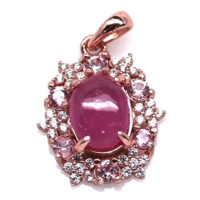 泰国手工制作 6 x 7 毫米。 红宝石、蓝宝石和锆石吊坠 — 第 1/4 张图片