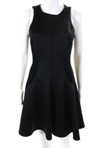 Faith Connexion Womens Back Zip Scoop Neck A Line Dress Black Size Medium LL19LL - Picture 1 of 8