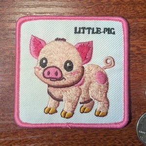 Little Pig Patch Cute Cartoon Piglet Farm Animals Embroidered Iron-On 2.75x2.75" - Picture 1 of 3