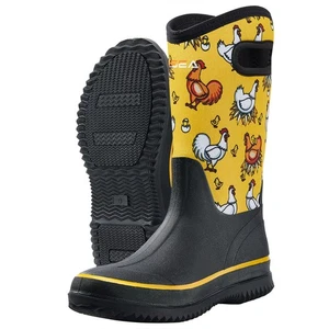HISEA Women Mid Calf Rain Boots Waterproof Non-Slip Mud Boot Yellow Chicken-US 9 - Picture 1 of 13