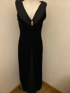 Bobbie Bee Vtg. Velvet Long Formal Dress Gown Front Slit Very Elegant Size 10 P - Picture 1 of 23