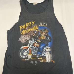 Vintage 1987 Harley Davidson 3D Emblem Party Animal Hog Hawg Tank Top Rare - Picture 1 of 8