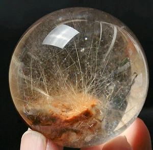 168g Boutique NATURAL PRETTY GOLDEN RUTILATED QUARTZ CRYSTAL SPHERE BALL - Picture 1 of 12