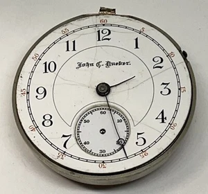 HAMPDEN POCKET WATCH MOVEMENT / JOHN C DEUBER DIAL 1891 18s 15 Jewels Runs - Picture 1 of 17