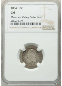 1834 Capped Bust Dime NGC G6 - Picture 1 of 2