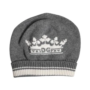 DOLCE & GABBANA Hat Men Gray Cashmere Knitted Winter Beanie Cap One Size 280usd - Picture 1 of 5