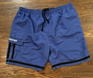 VTG STARTER Swim Trunks Mens Large Board Shorts Blue Black Cargo Surf Beach Y2K - Picture 1 of 5