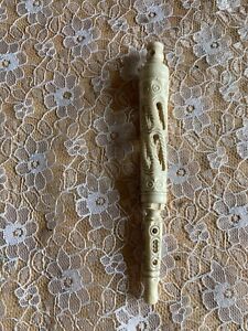 Antique/Edwardian Carved Stanhope Needle Case/Franco-British Exhibition/1908