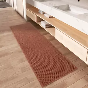 Upgraded Waffle Runner Rug Super Absorbent Non Slip Bath Mats for Bathroom Machi - Picture 1 of 7