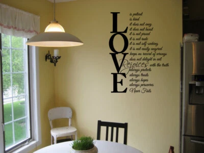 LOVE IS PATIENT LOVE IS KIND VINILO CALCOMANÍA DE PARED LETRAS PARA EL HOGAR PEGATINA DE PARED COTIZACIÓN Foto 1 de 2