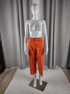 Pantalone donna Capri Coldwater Creek arancione cotone con tasche taglia 8 - Foto 1 di 11