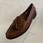 Stacy Adams Loafers Woven Brown Leather Tassel Kiltie Slip On Shoes Size 8.5M