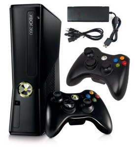 Xbox 360 250gb Hard Drive Slim Console Bundle | 2 Controllers | Cables | Tested!