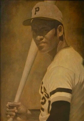 Pintura a óleo sobre masonita Roberto Clemente HOF Pittsburgh Pirates arte original - Imagem 1 de 2