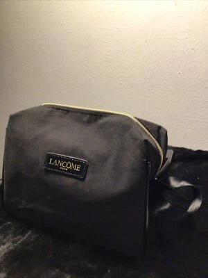 Lancome Black Suede & Charol with Gold Zipper Cosmetic Makeup Travel Bag - Image 1 of 4