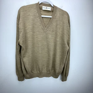 Fairway & Greene Herren 100 % Wolle V-Ausschnitt Golf Pullover Größe Large hellbraun - Bild 1 von 9