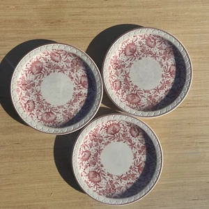 3-Syracuse China Econo Rim Saucer Plates Mayflower Roxbury Red VTG 1944 .6-5/16” - Bild 1 von 2