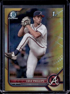 2022 Bowman Draft Cole Phillips Chrome Gold Refractor 1st #49/50 Braves - Image 1 of 2