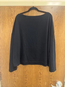 AllSaints Rita Oversize lässiges schulterfreies Langarmshirt in Schwarz Größe Large - Bild 1 von 9