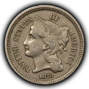 1873 3c Nickel Three-Cent Piece - VF - SKU-Z5966 - Picture 1 of 4