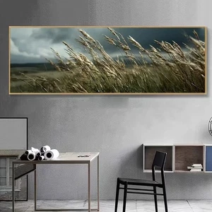 Panoramic View Golden Wheat Field Dramatic Sky Canvas Print Wall Art Home Decor - Picture 1 of 6