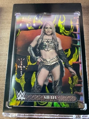 2025 Topps Chrome Cactus Jack WWE Giulia Black Yellow Flame Refractor (RC) - Image 1 of 2