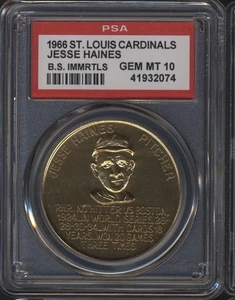 Moneda de los Cardenales de San Luis 1966 Jesse Haines PSA 10 grados Busch Stadium Immortals - Imagen 1 de 2